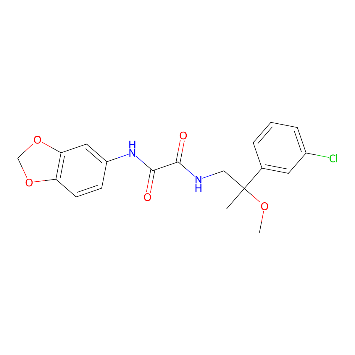 N1-(benzo[d][1,3]dioxol-5-yl)-N2-(2-(3-chlorophenyl)-2-methoxypropyl)oxalamide molecular structure, CAS 1798512-30-7