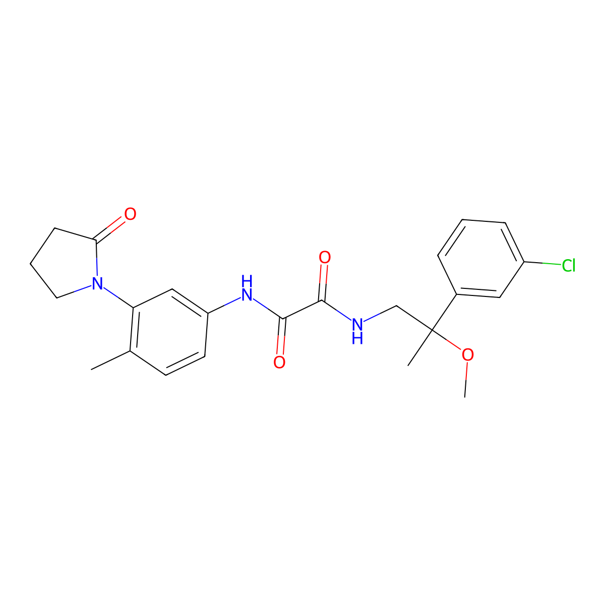 N1-(2-(3-chlorophenyl)-2-methoxypropyl)-N2-(4-methyl-3-(2-oxopyrrolidin-1-yl)phenyl)oxalamide molecular structure, CAS 1798512-36-3