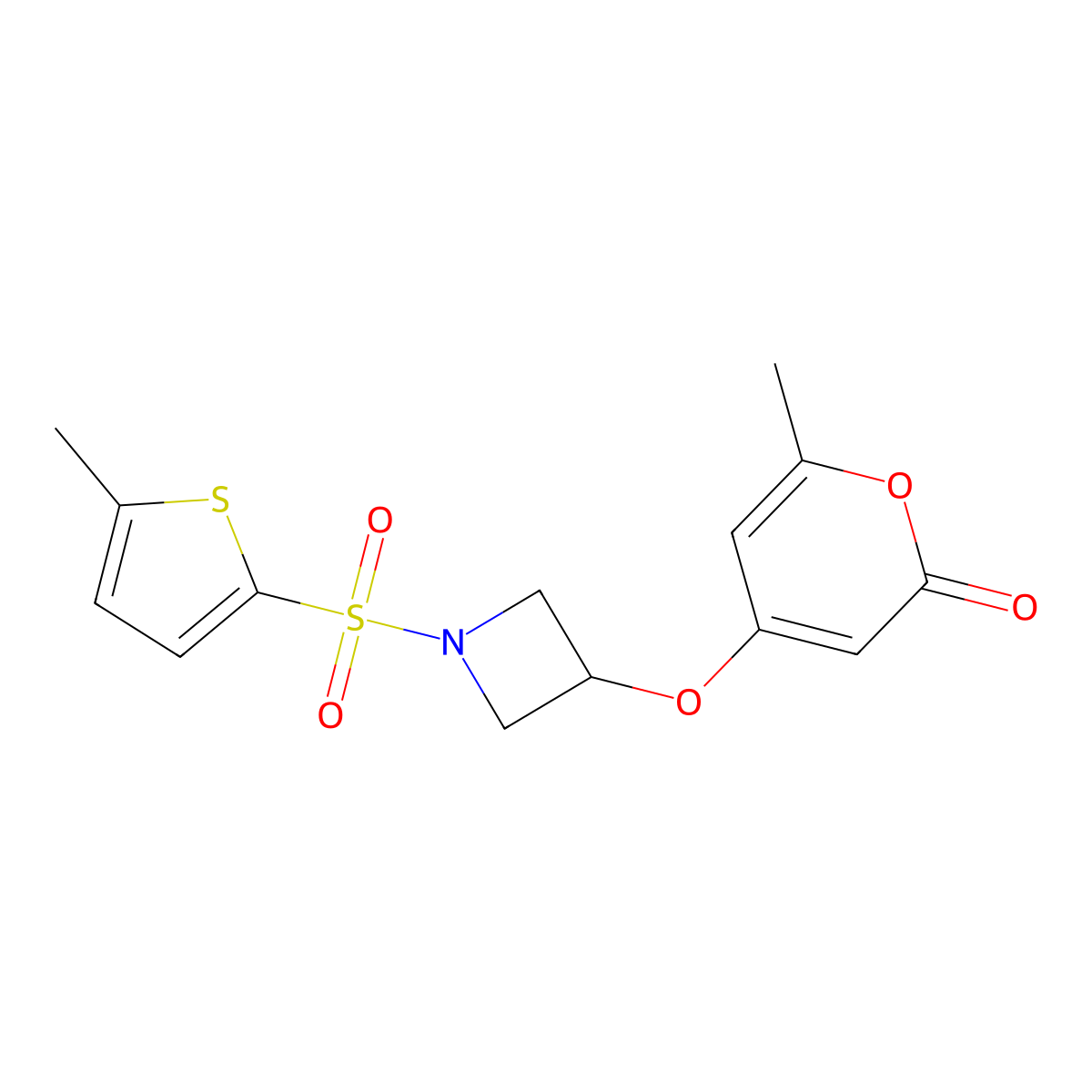 6-methyl-4-({1-[(5-methylthiophen-2-yl)sulfonyl]azetidin-3-yl}oxy)-2H-pyran-2-one molecular structure, CAS 1798512-38-5