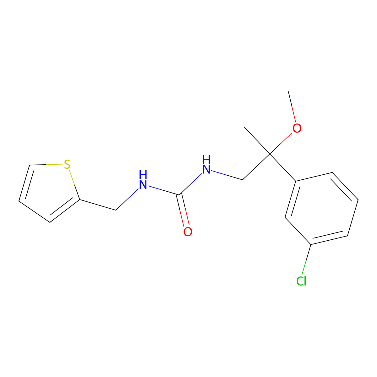 1-(2-(3-Chlorophenyl)-2-methoxypropyl)-3-(thiophen-2-ylmethyl)urea molecular structure, CAS 1798512-41-0