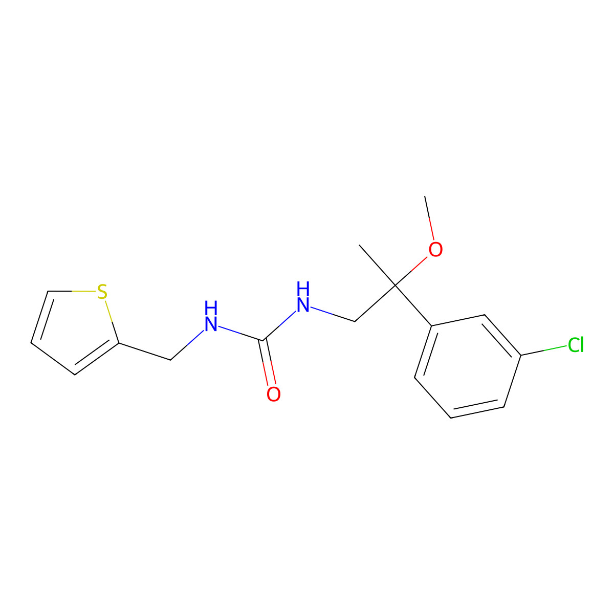 1-(2-(3-Chlorophenyl)-2-methoxypropyl)-3-(thiophen-2-ylmethyl)urea molecular structure, CAS 1798512-41-0