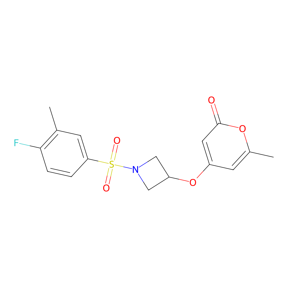 4-((1-((4-fluoro-3-methylphenyl)sulfonyl)azetidin-3-yl)oxy)-6-methyl-2H-pyran-2-one molecular structure, CAS 1798512-42-1