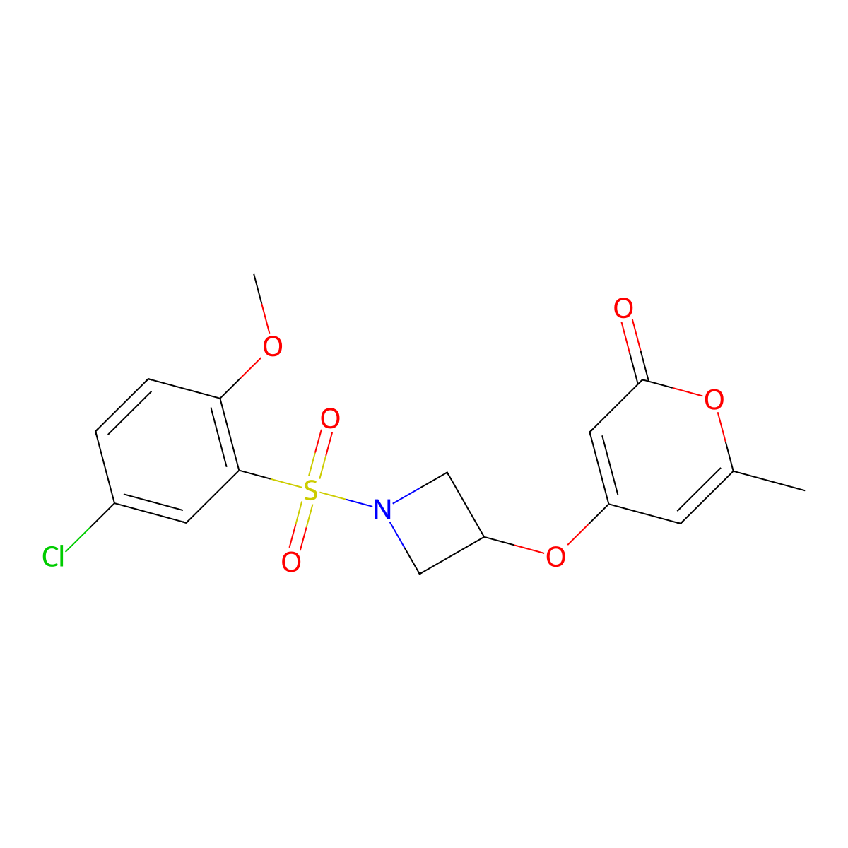 4-((1-((5-chloro-2-methoxyphenyl)sulfonyl)azetidin-3-yl)oxy)-6-methyl-2H-pyran-2-one molecular structure, CAS 1798512-49-8