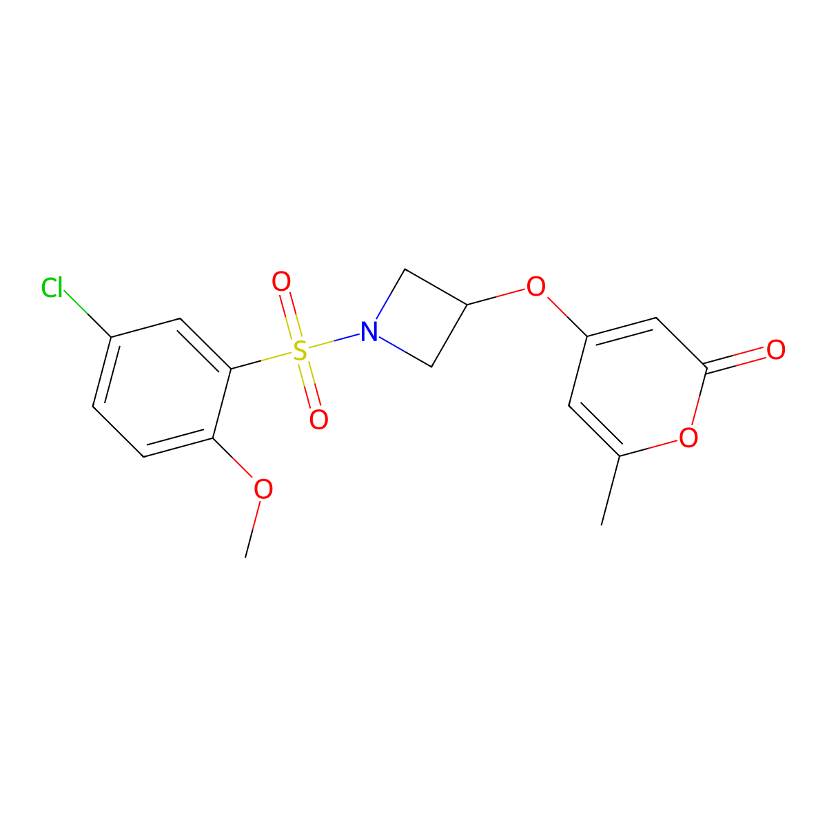 4-((1-((5-chloro-2-methoxyphenyl)sulfonyl)azetidin-3-yl)oxy)-6-methyl-2H-pyran-2-one molecular structure, CAS 1798512-49-8