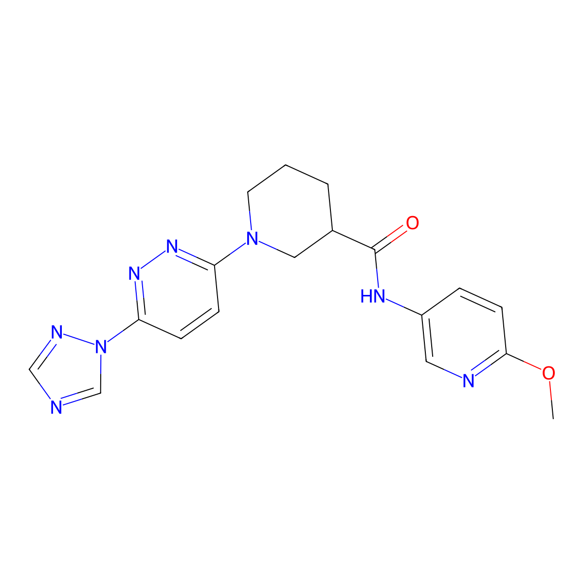 1-(6-(1H-1,2,4-triazol-1-yl)pyridazin-3-yl)-N-(6-methoxypyridin-3-yl)piperidine-3-carboxamide molecular structure, CAS 1798512-55-6