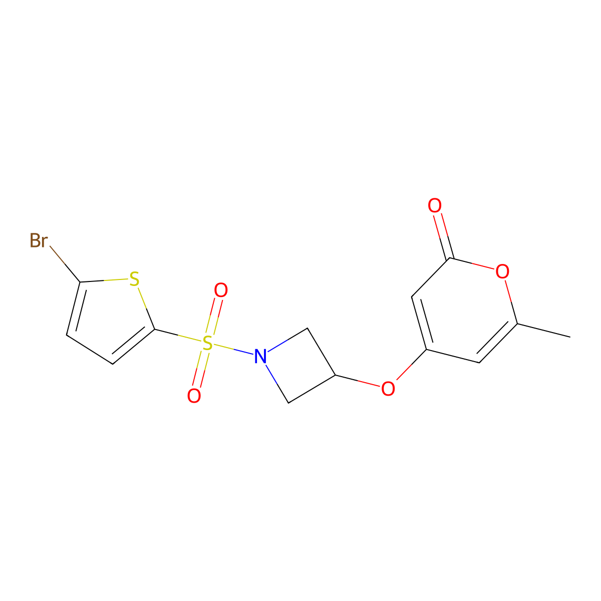 4-((1-((5-bromothiophen-2-yl)sulfonyl)azetidin-3-yl)oxy)-6-methyl-2H-pyran-2-one molecular structure, CAS 1798512-59-0