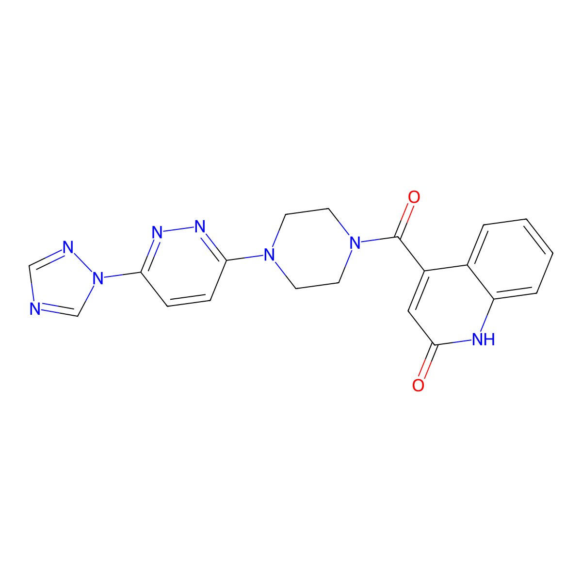 (4-(6-(1H-1,2,4-triazol-1-yl)pyridazin-3-yl)piperazin-1-yl)(2-hydroxyquinolin-4-yl)methanone molecular structure, CAS 1798512-68-1