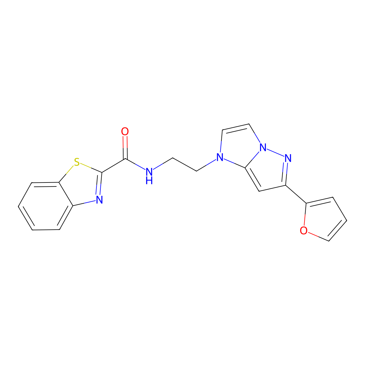N-(2-(6-(furan-2-yl)-1H-imidazo[1,2-b]pyrazol-1-yl)ethyl)benzo[d]thiazole-2-carboxamide molecular structure, CAS 1798513-08-2