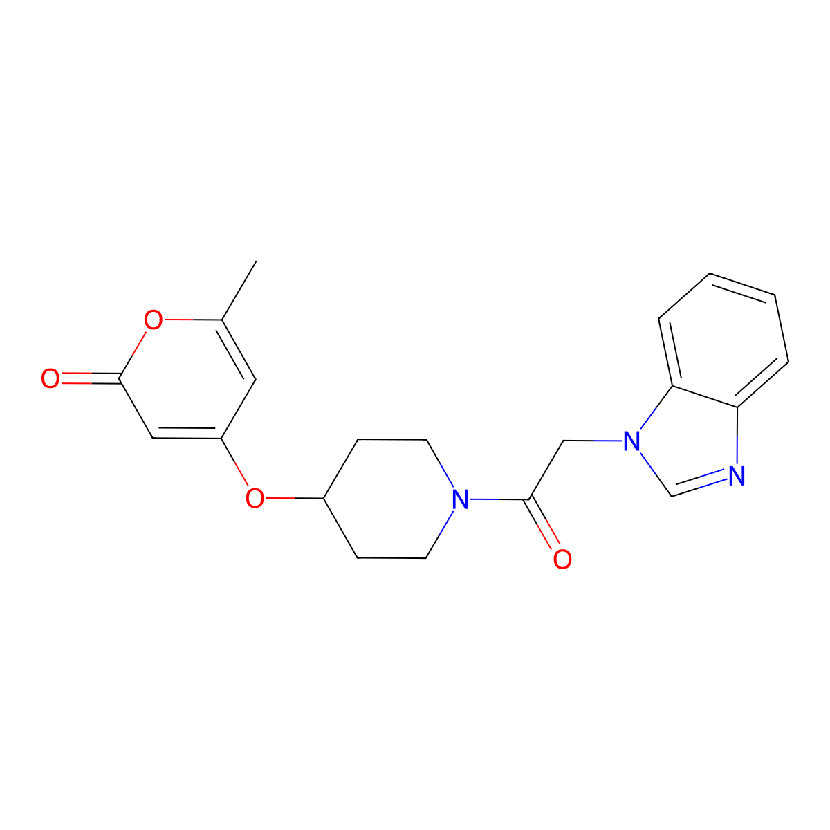 4-((1-(2-(1H-benzo[d]imidazol-1-yl)acetyl)piperidin-4-yl)oxy)-6-methyl-2H-pyran-2-one molecular structure, CAS 1798513-09-3