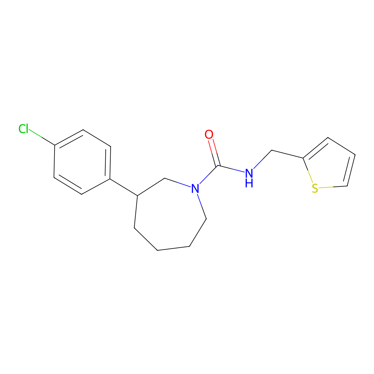 3-(4-chlorophenyl)-N-(thiophen-2-ylmethyl)azepane-1-carboxamide molecular structure, CAS 1798513-13-9