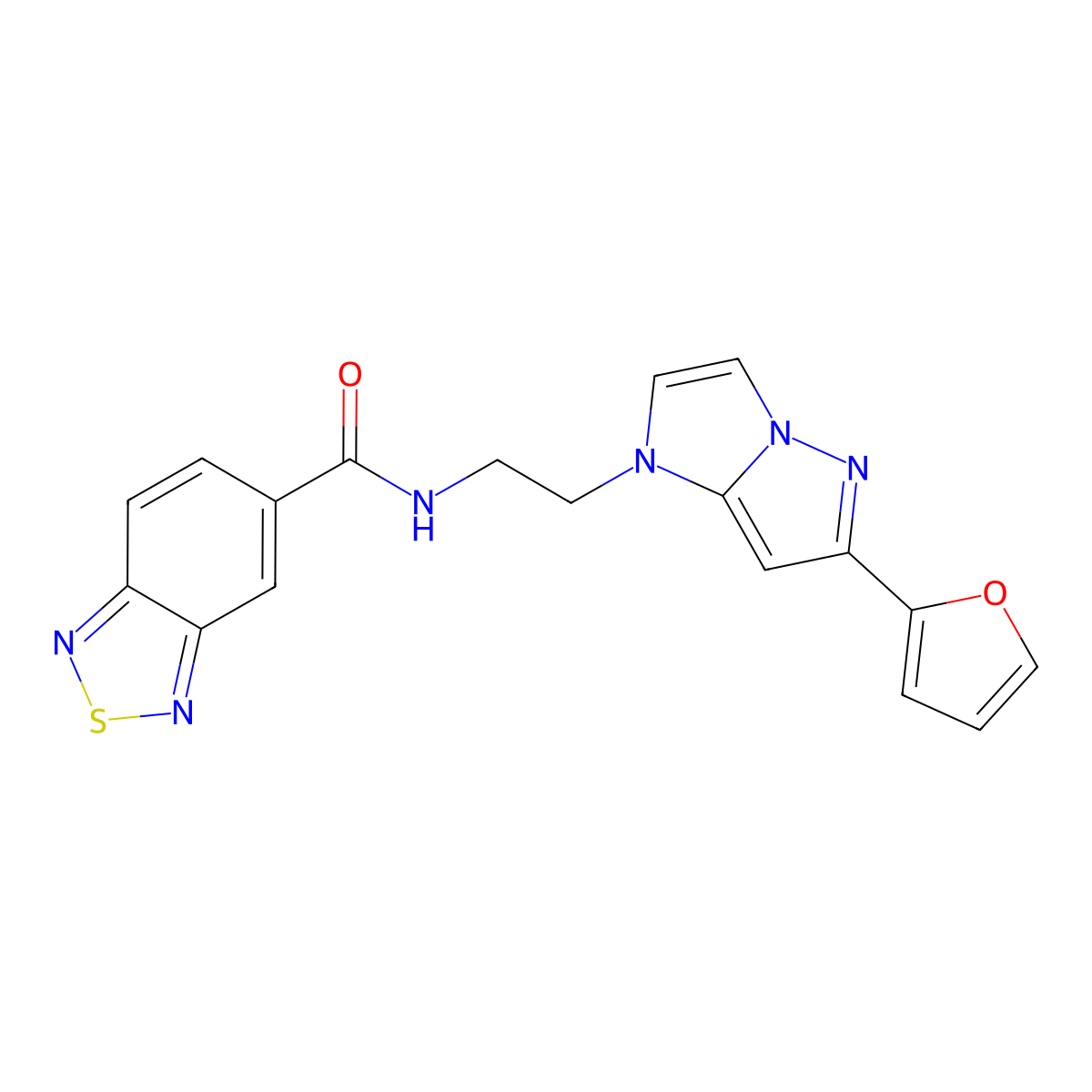 N-(2-(6-(furan-2-yl)-1H-imidazo[1,2-b]pyrazol-1-yl)ethyl)benzo[c][1,2,5]thiadiazole-5-carboxamide molecular structure, CAS 1798513-14-0