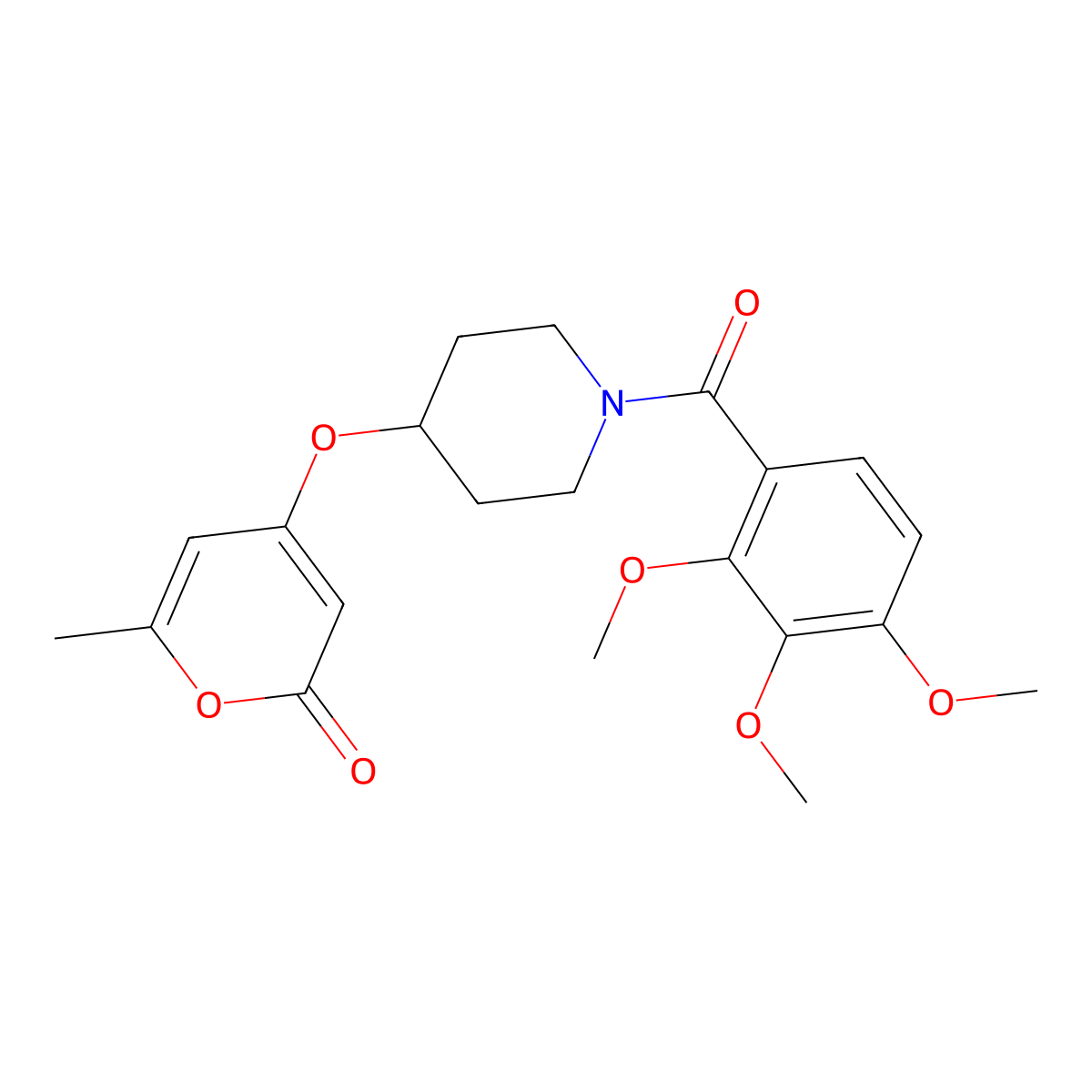 6-methyl-4-{[1-(2,3,4-trimethoxybenzoyl)piperidin-4-yl]oxy}-2H-pyran-2-one molecular structure, CAS 1798513-19-5