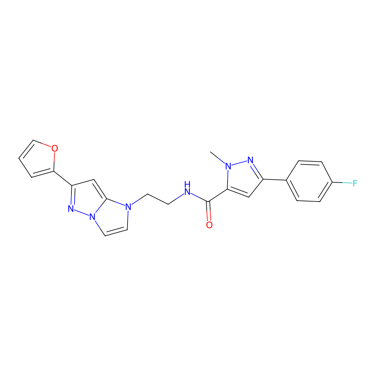 3-(4-fluorophenyl)-N-(2-(6-(furan-2-yl)-1H-imidazo[1,2-b]pyrazol-1-yl)ethyl)-1-methyl-1H-pyrazole-5-carboxamide molecular structure, CAS 1798513-26-4