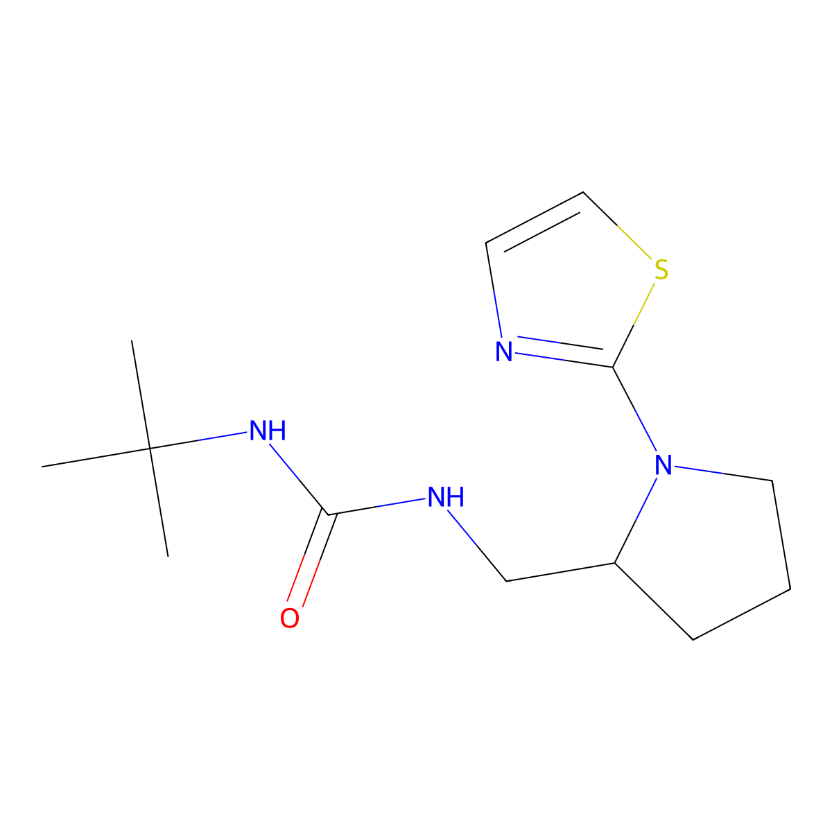 1-(Tert-butyl)-3-((1-(thiazol-2-yl)pyrrolidin-2-yl)methyl)urea molecular structure, CAS 1798513-45-7