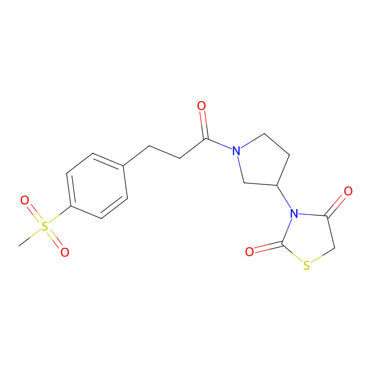 3-(1-(3-(4-(Methylsulfonyl)phenyl)propanoyl)pyrrolidin-3-yl)thiazolidine-2,4-dione molecular structure, CAS 1798513-49-1