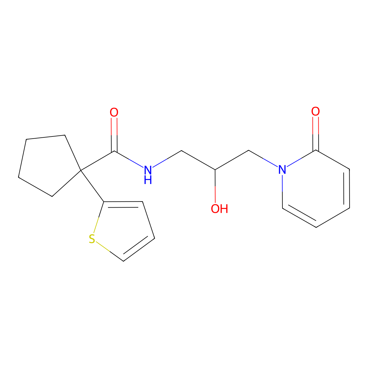 N-(2-hydroxy-3-(2-oxopyridin-1(2H)-yl)propyl)-1-(thiophen-2-yl)cyclopentanecarboxamide molecular structure, CAS 1798513-63-9