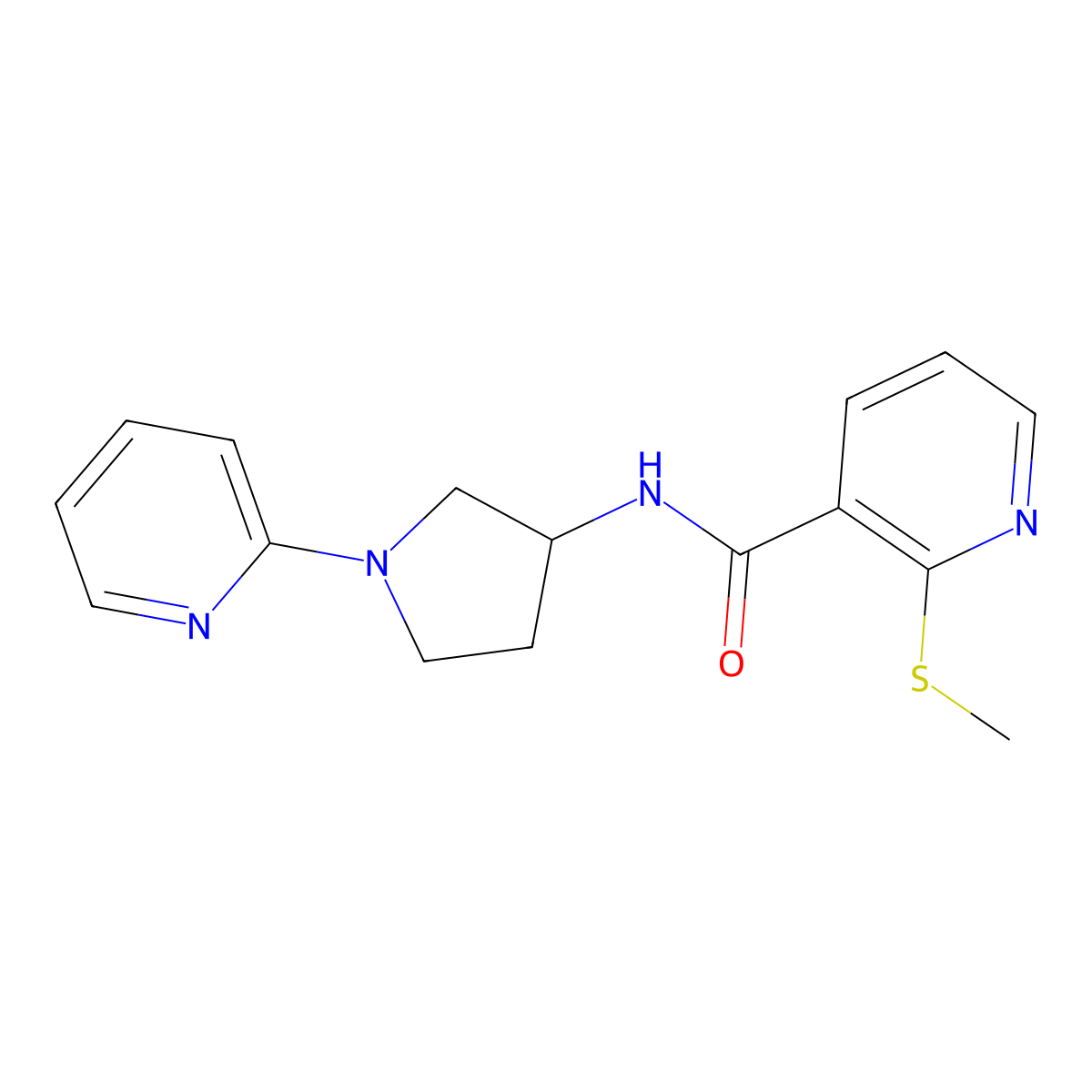 2-(methylthio)-N-(1-(pyridin-2-yl)pyrrolidin-3-yl)nicotinamide molecular structure, CAS 1798513-65-1