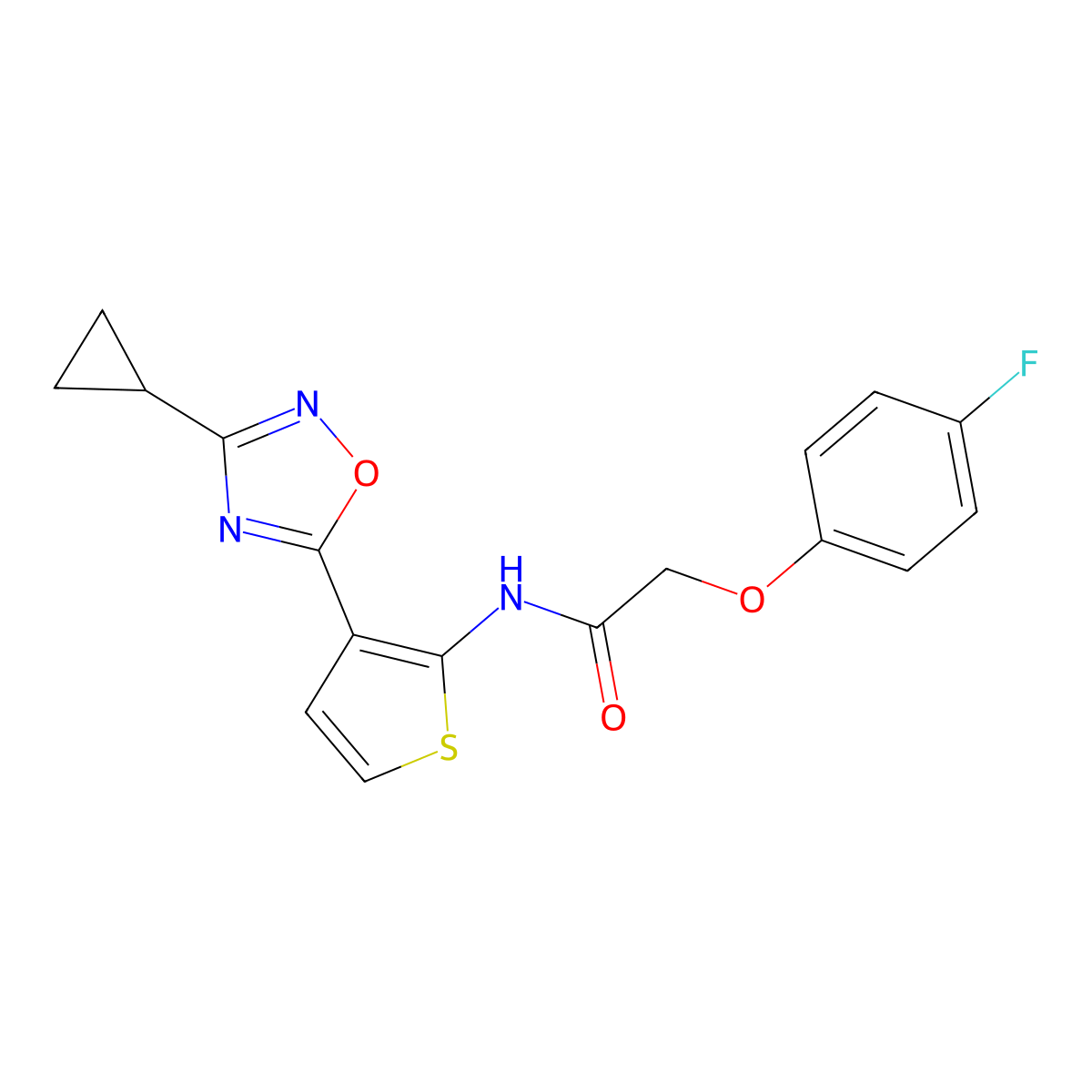 N-[3-(3-cyclopropyl-1,2,4-oxadiazol-5-yl)thiophen-2-yl]-2-(4-fluorophenoxy)acetamide molecular structure, CAS 1798513-67-3