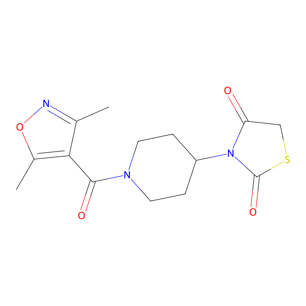 3-(1-(3,5-Dimethylisoxazole-4-carbonyl)piperidin-4-yl)thiazolidine-2,4-dione molecular structure, CAS 1798513-69-5