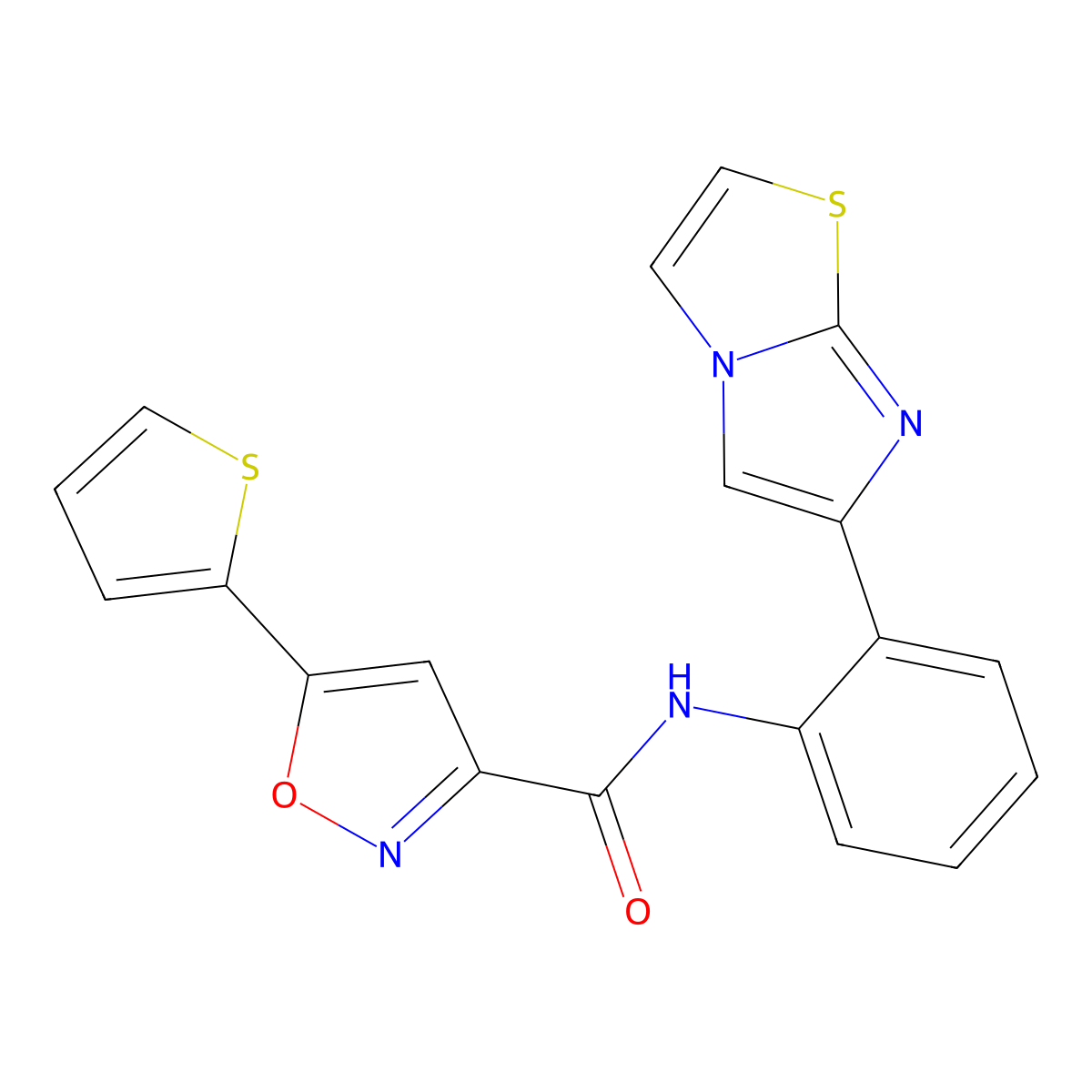 N-(2-(imidazo[2,1-b]thiazol-6-yl)phenyl)-5-(thiophen-2-yl)isoxazole-3-carboxamide molecular structure, CAS 1798513-72-0