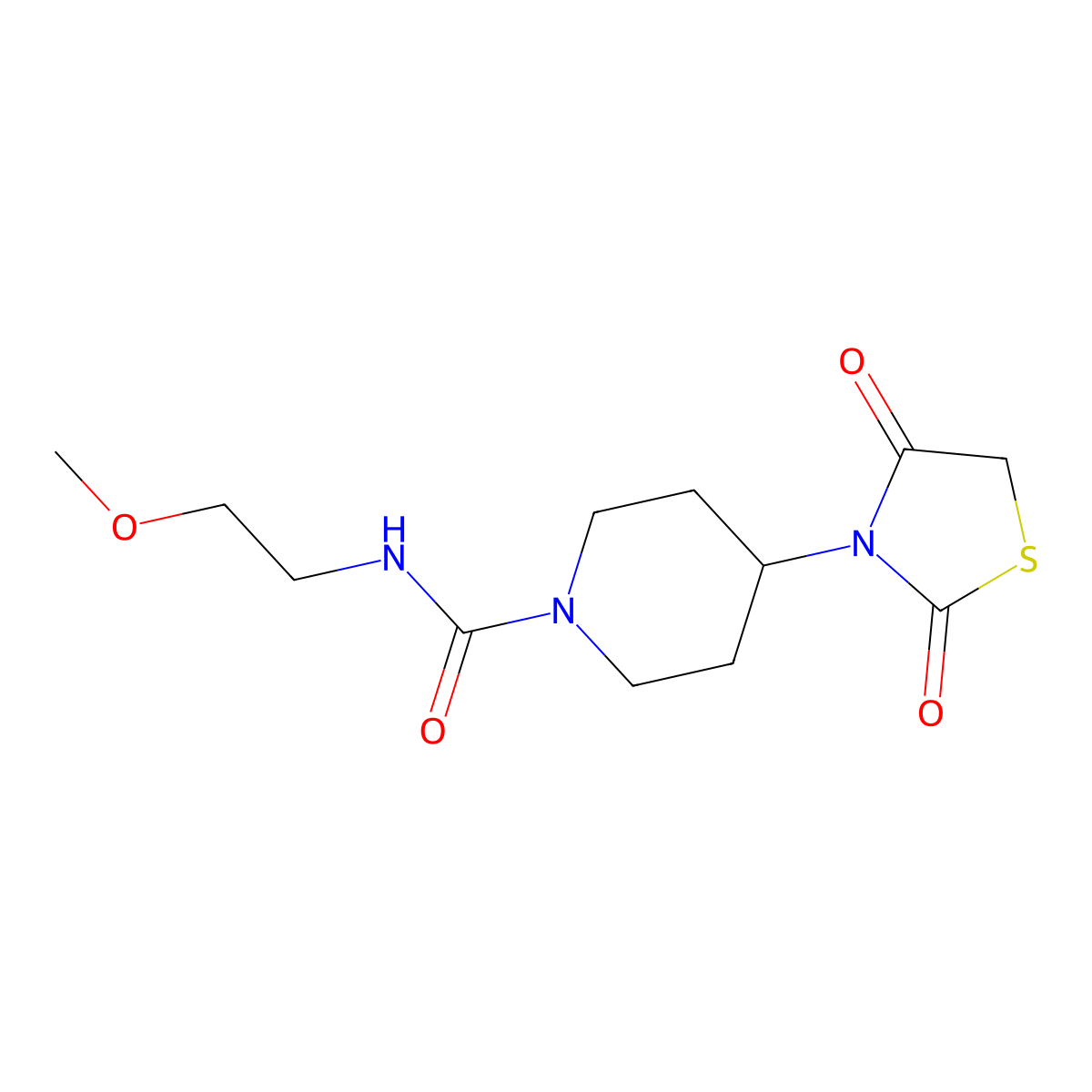 4-(2,4-dioxothiazolidin-3-yl)-N-(2-methoxyethyl)piperidine-1-carboxamide molecular structure, CAS 1798513-76-4