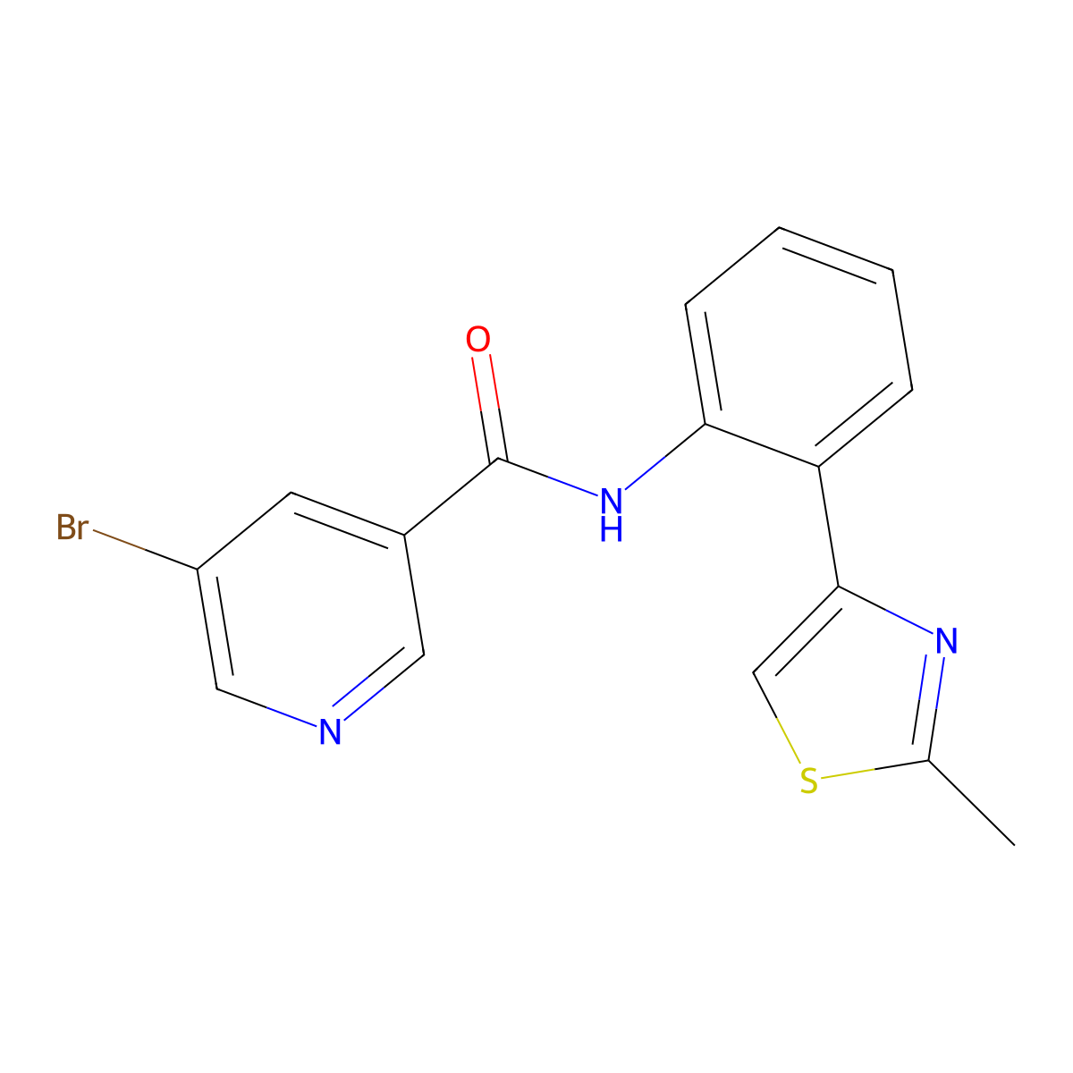 5-bromo-N-(2-(2-methylthiazol-4-yl)phenyl)nicotinamide molecular structure, CAS 1798513-83-3