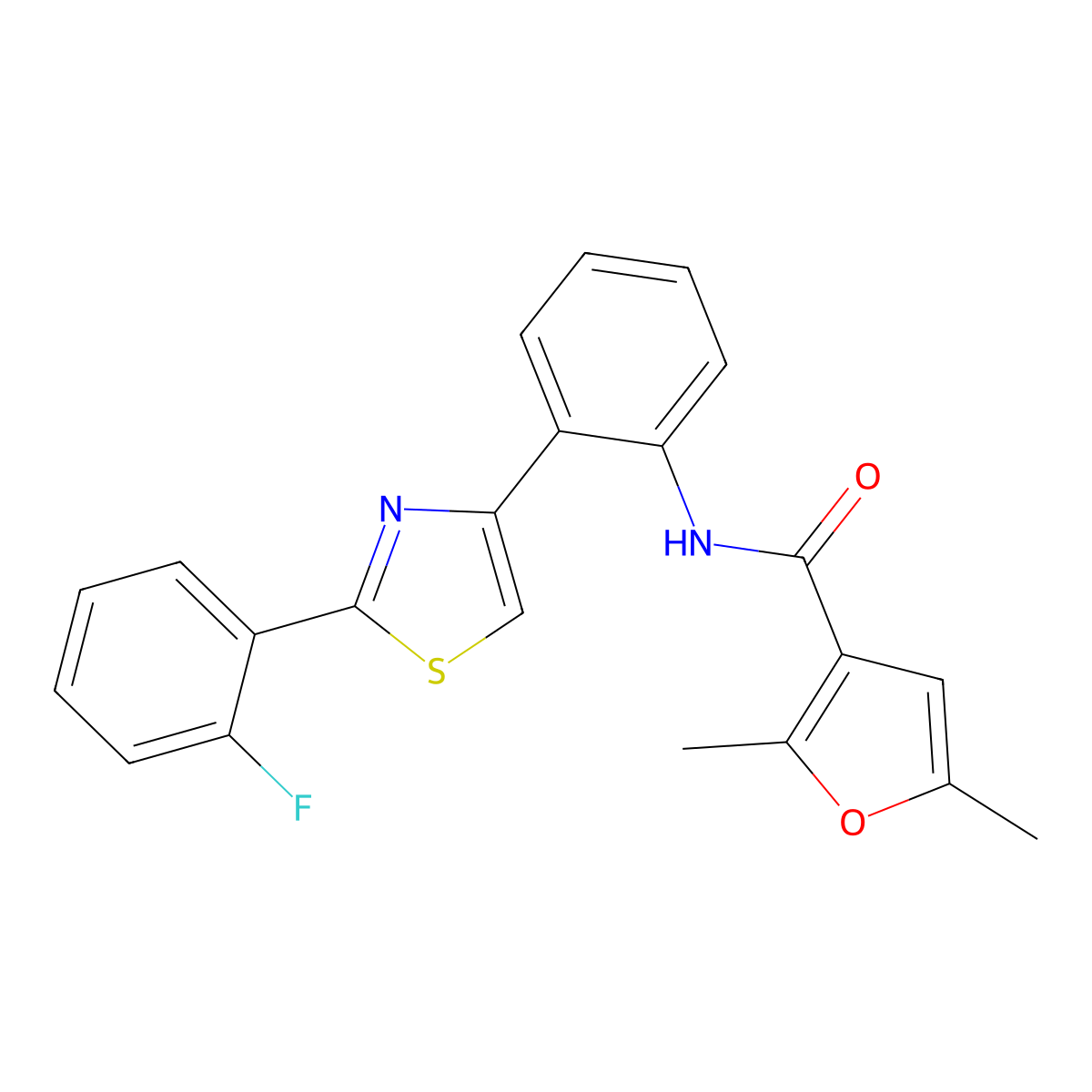 N-(2-(2-(2-fluorophenyl)thiazol-4-yl)phenyl)-2,5-dimethylfuran-3-carboxamide molecular structure, CAS 1798513-91-3