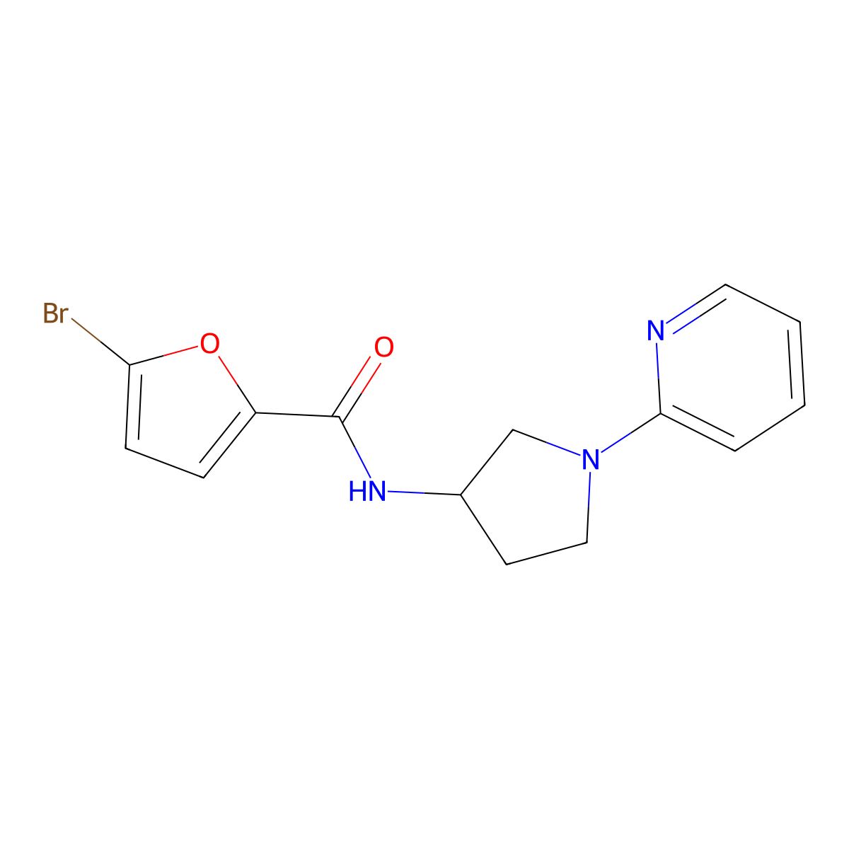 5-bromo-N-(1-(pyridin-2-yl)pyrrolidin-3-yl)furan-2-carboxamide molecular structure, CAS 1798513-97-9