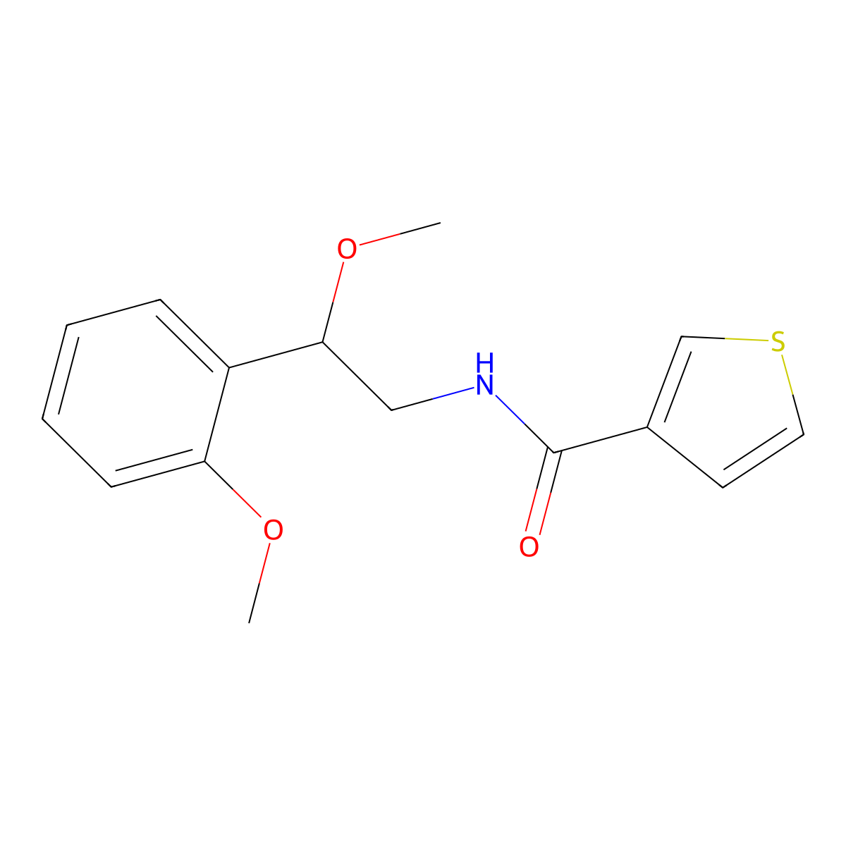 N-[2-methoxy-2-(2-methoxyphenyl)ethyl]thiophene-3-carboxamide molecular structure, CAS 1798514-51-8