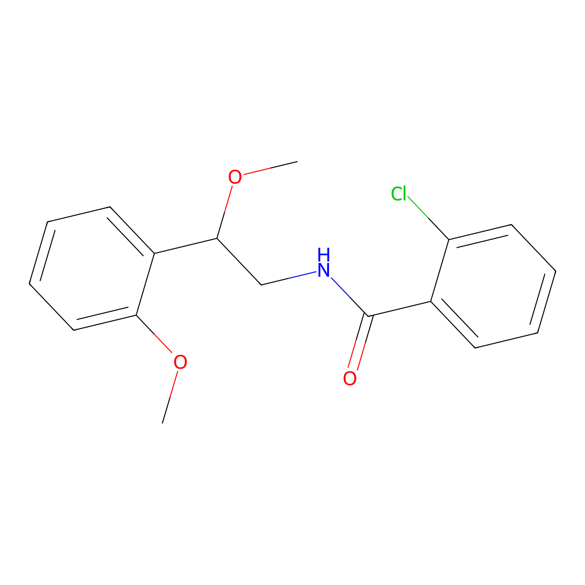 2-chloro-N-[2-methoxy-2-(2-methoxyphenyl)ethyl]benzamide molecular structure, CAS 1798514-60-9
