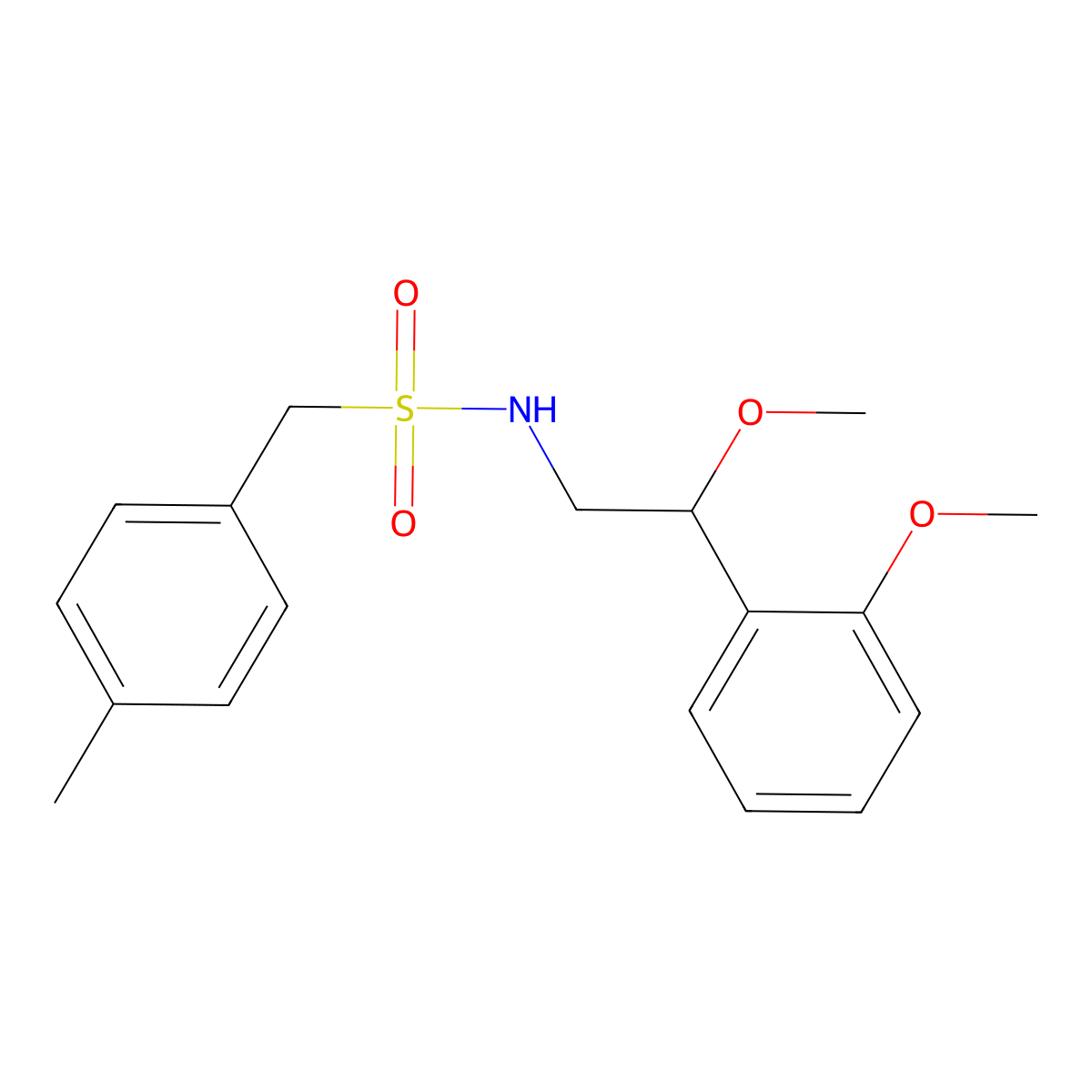 N-(2-methoxy-2-(2-methoxyphenyl)ethyl)-1-(p-tolyl)methanesulfonamide molecular structure, CAS 1798515-06-6