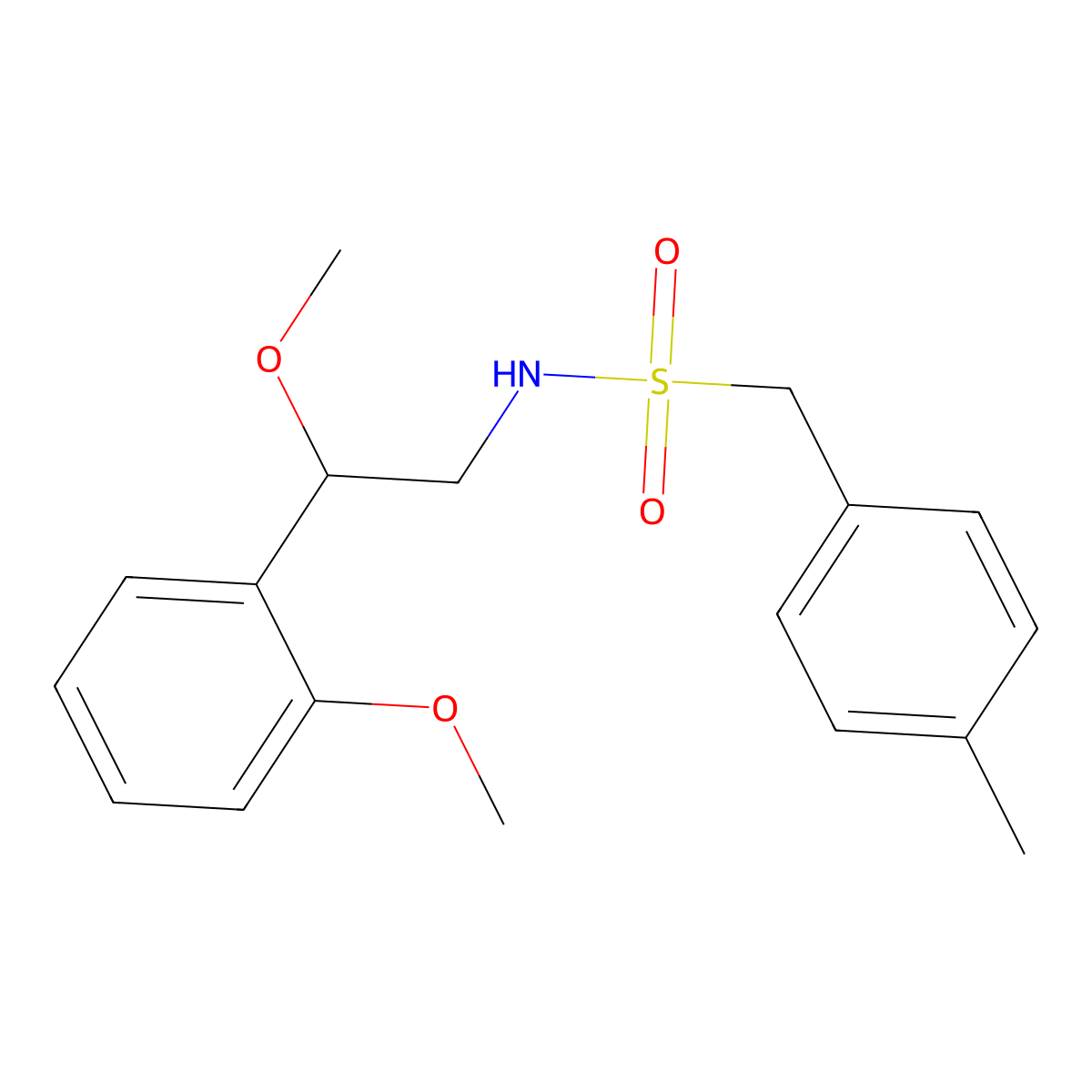 N-(2-methoxy-2-(2-methoxyphenyl)ethyl)-1-(p-tolyl)methanesulfonamide molecular structure, CAS 1798515-06-6