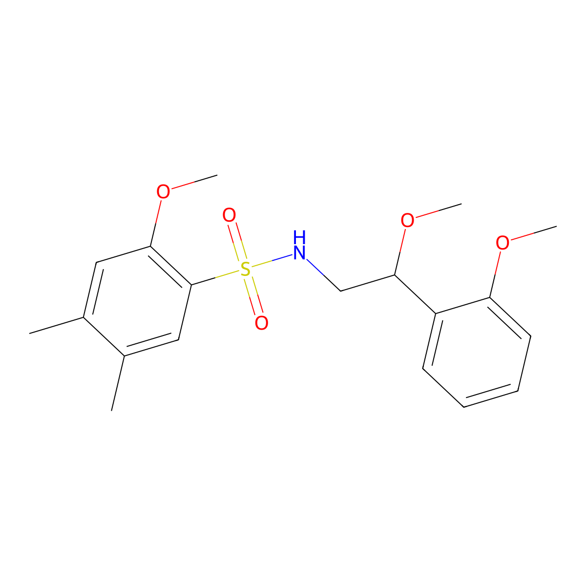 2-methoxy-N-(2-methoxy-2-(2-methoxyphenyl)ethyl)-4,5-dimethylbenzenesulfonamide molecular structure, CAS 1798515-17-9