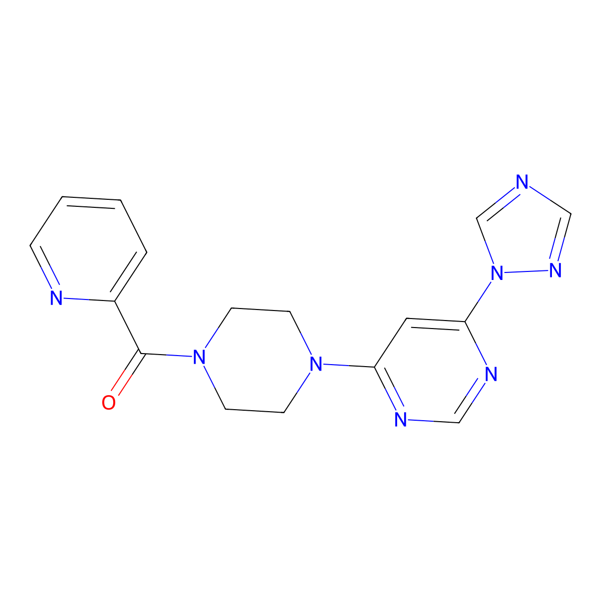 (4-(6-(1H-1,2,4-triazol-1-yl)pyrimidin-4-yl)piperazin-1-yl)(pyridin-2-yl)methanone molecular structure, CAS 1798515-56-6