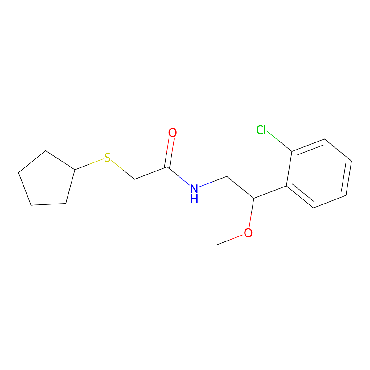 N-(2-(2-chlorophenyl)-2-methoxyethyl)-2-(cyclopentylthio)acetamide molecular structure, CAS 1798515-59-9