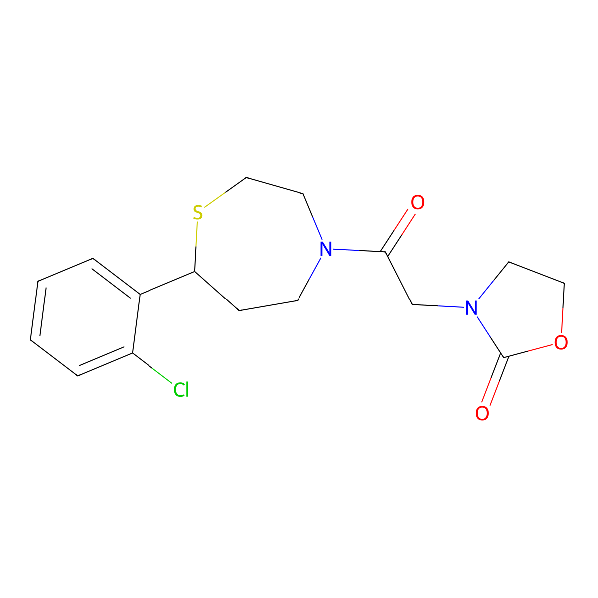 3-(2-(7-(2-Chlorophenyl)-1,4-thiazepan-4-yl)-2-oxoethyl)oxazolidin-2-one molecular structure, CAS 1798515-67-9