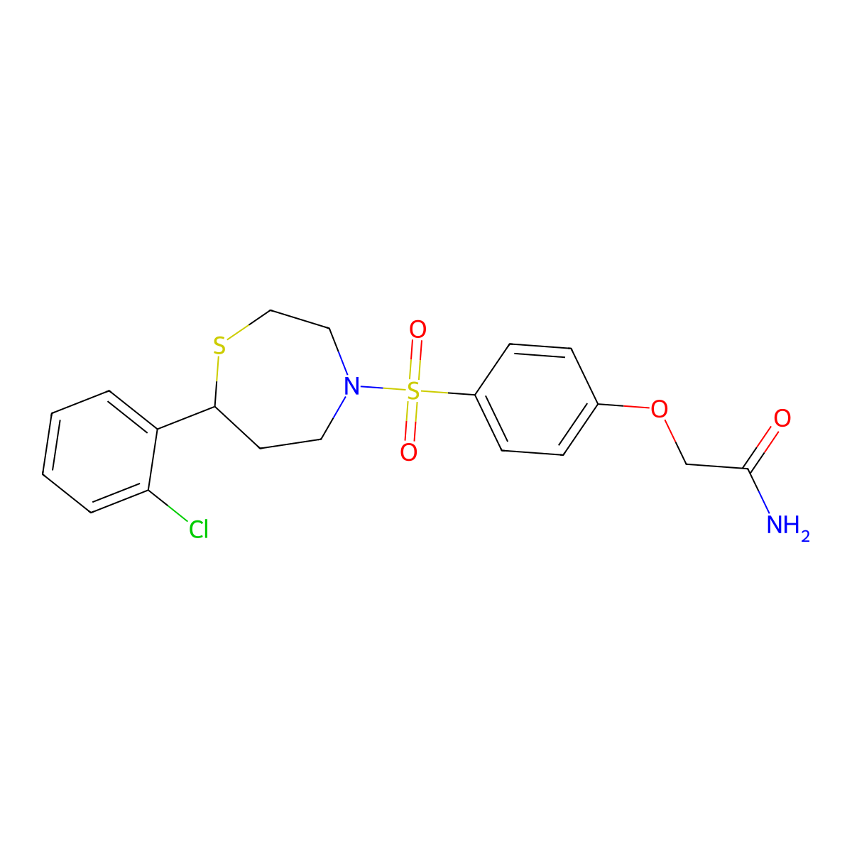 2-(4-((7-(2-Chlorophenyl)-1,4-thiazepan-4-yl)sulfonyl)phenoxy)acetamide molecular structure, CAS 1798515-79-3