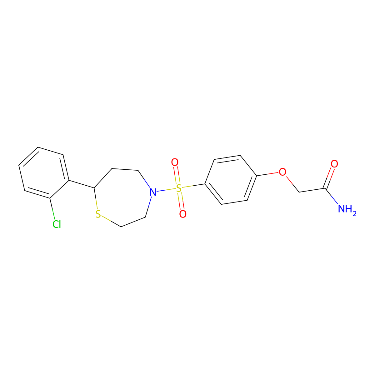 2-(4-((7-(2-Chlorophenyl)-1,4-thiazepan-4-yl)sulfonyl)phenoxy)acetamide molecular structure, CAS 1798515-79-3
