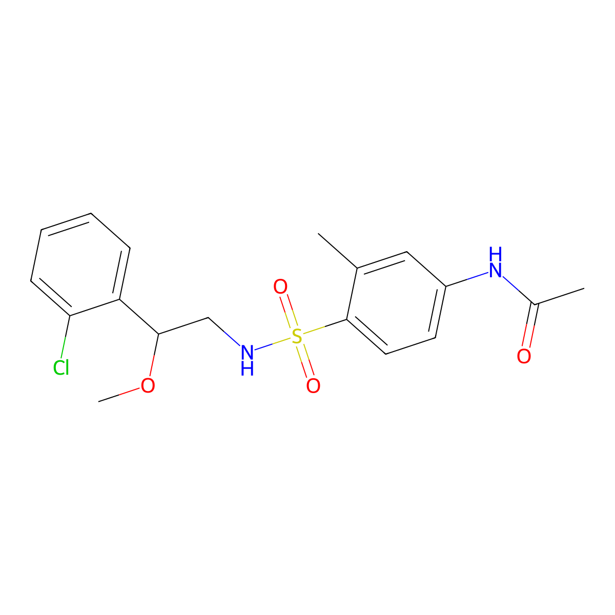 N-(4-(N-(2-(2-chlorophenyl)-2-methoxyethyl)sulfamoyl)-3-methylphenyl)acetamide molecular structure, CAS 1798515-81-7