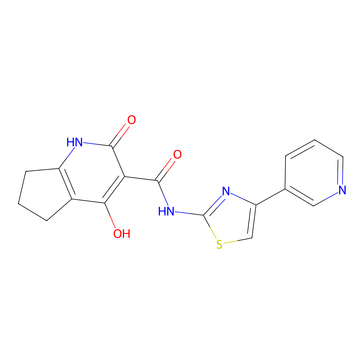 2,4-dihydroxy-N-(4-(pyridin-3-yl)thiazol-2-yl)-6,7-dihydro-5H-cyclopenta[b]pyridine-3-carboxamide molecular structure, CAS 1798515-98-6