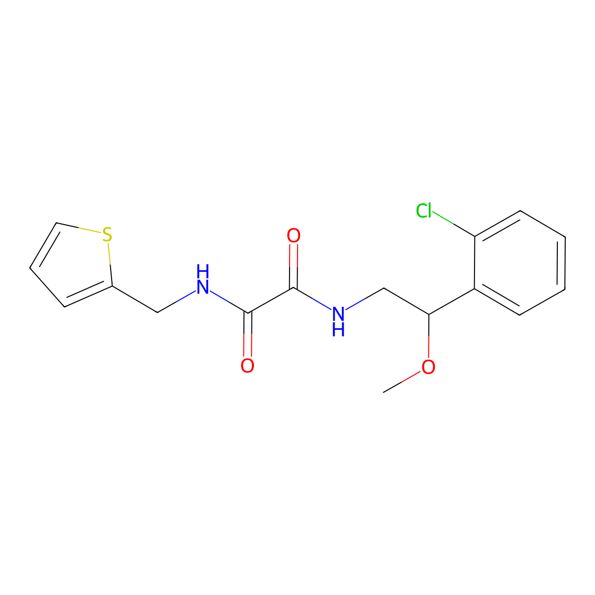 N1-(2-(2-chlorophenyl)-2-methoxyethyl)-N2-(thiophen-2-ylmethyl)oxalamide molecular structure, CAS 1798516-05-8