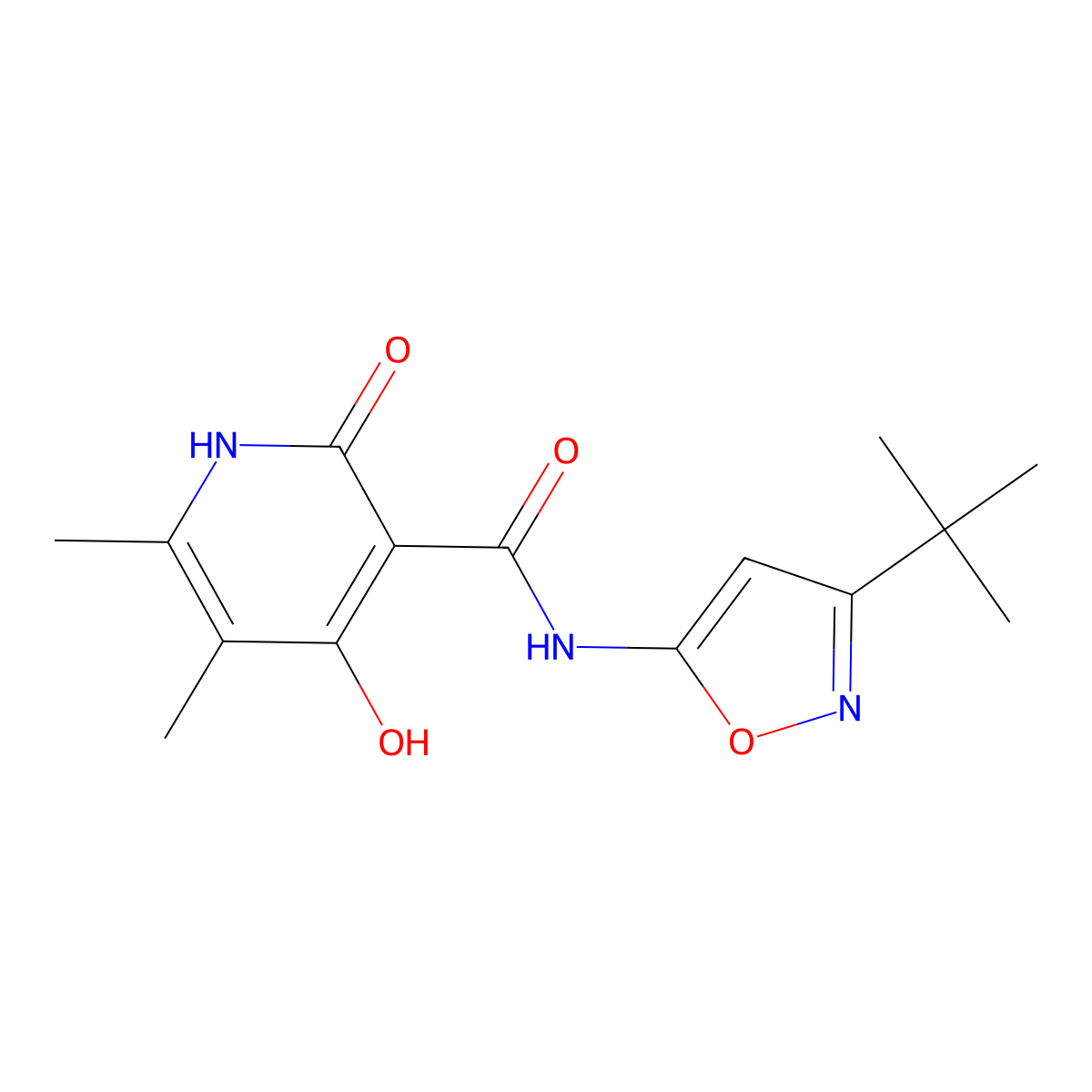 N-(3-(tert-butyl)isoxazol-5-yl)-2,4-dihydroxy-5,6-dimethylnicotinamide molecular structure, CAS 1798516-09-2
