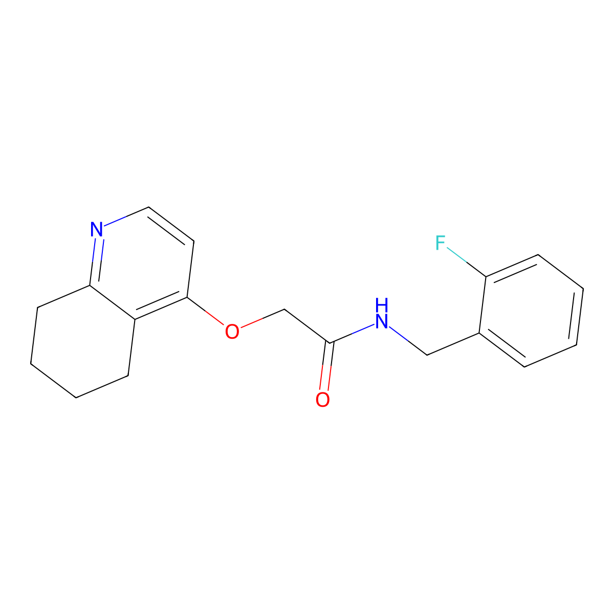 N-(2-fluorobenzyl)-2-((5,6,7,8-tetrahydroquinolin-4-yl)oxy)acetamide molecular structure, CAS 1798516-27-4