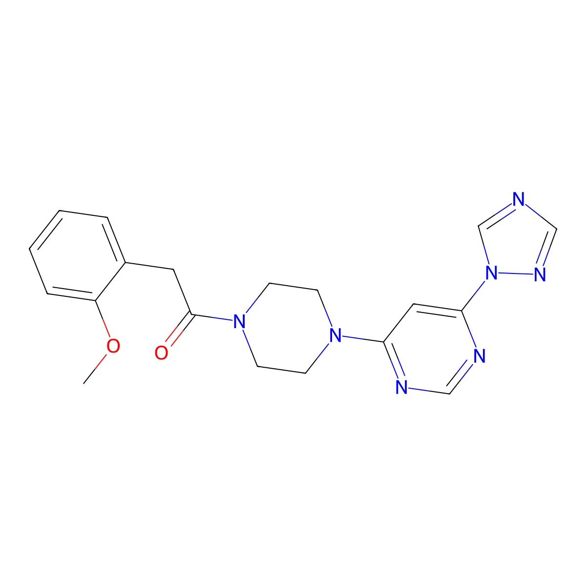 1-(4-(6-(1H-1,2,4-triazol-1-yl)pyrimidin-4-yl)piperazin-1-yl)-2-(2-methoxyphenyl)ethanone molecular structure, CAS 1798516-35-4