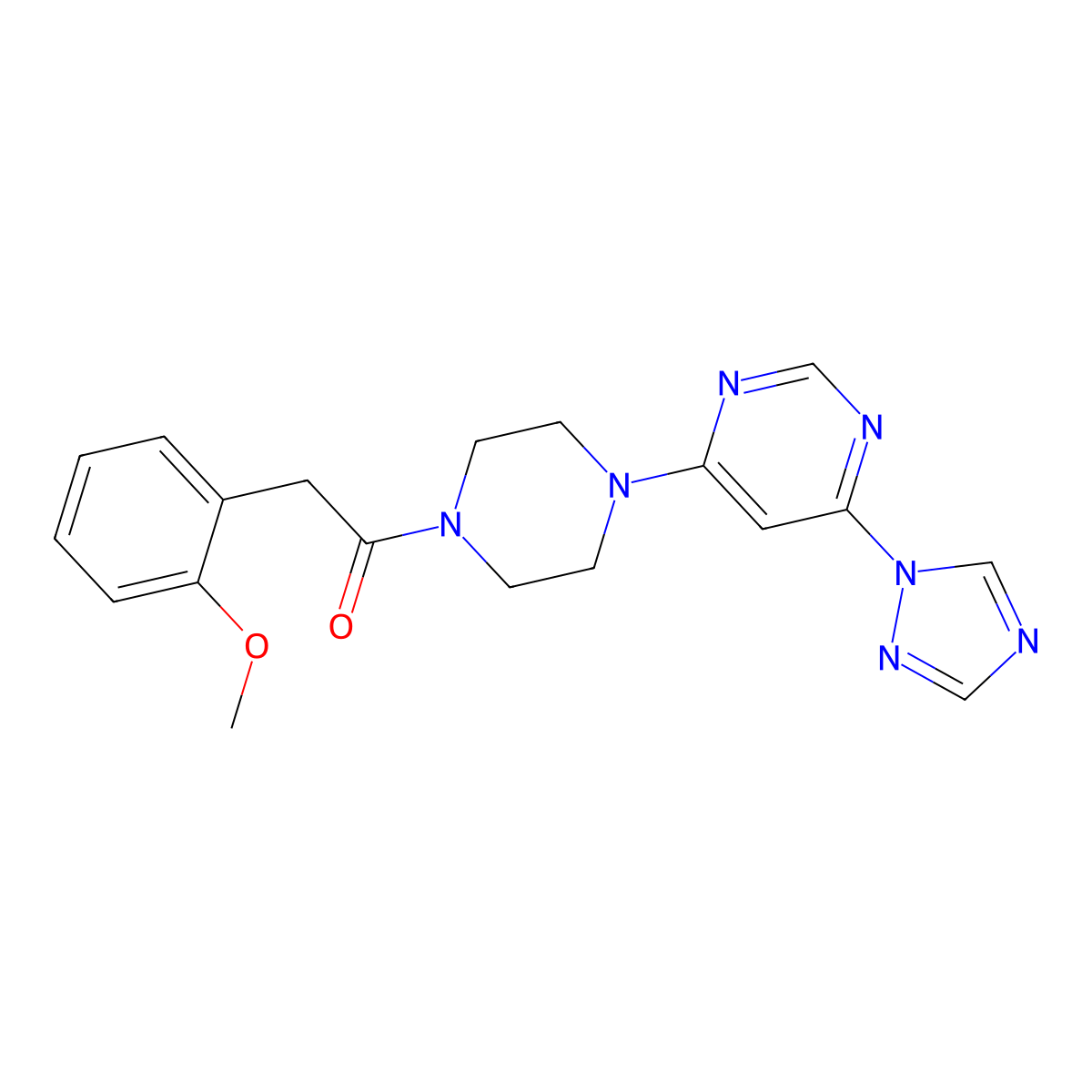1-(4-(6-(1H-1,2,4-triazol-1-yl)pyrimidin-4-yl)piperazin-1-yl)-2-(2-methoxyphenyl)ethanone molecular structure, CAS 1798516-35-4