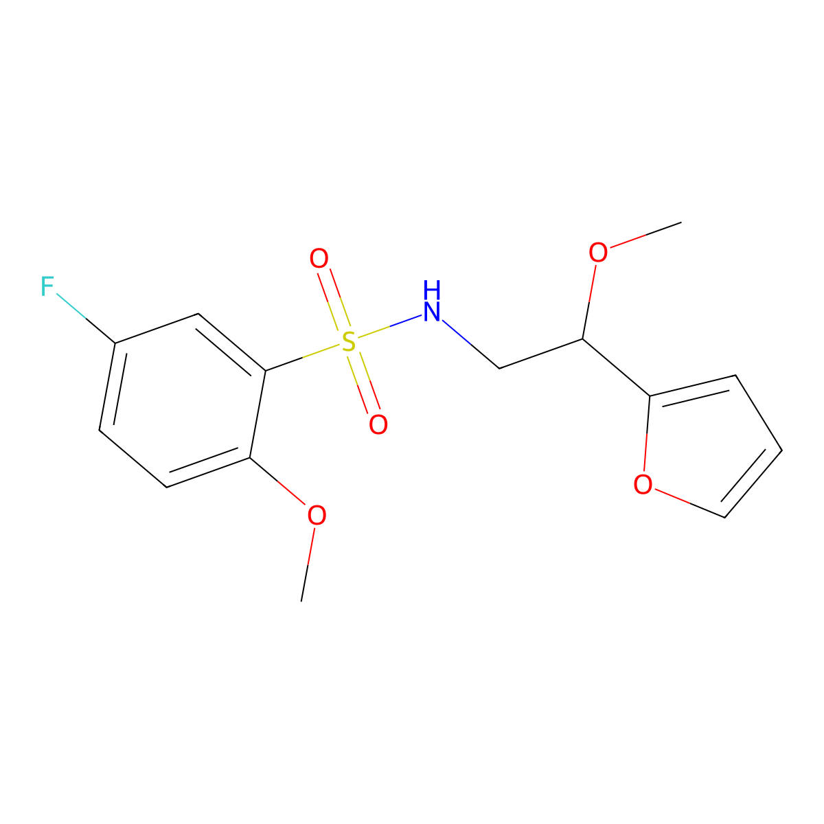 5-fluoro-N-(2-(furan-2-yl)-2-methoxyethyl)-2-methoxybenzenesulfonamide molecular structure, CAS 1798516-66-1
