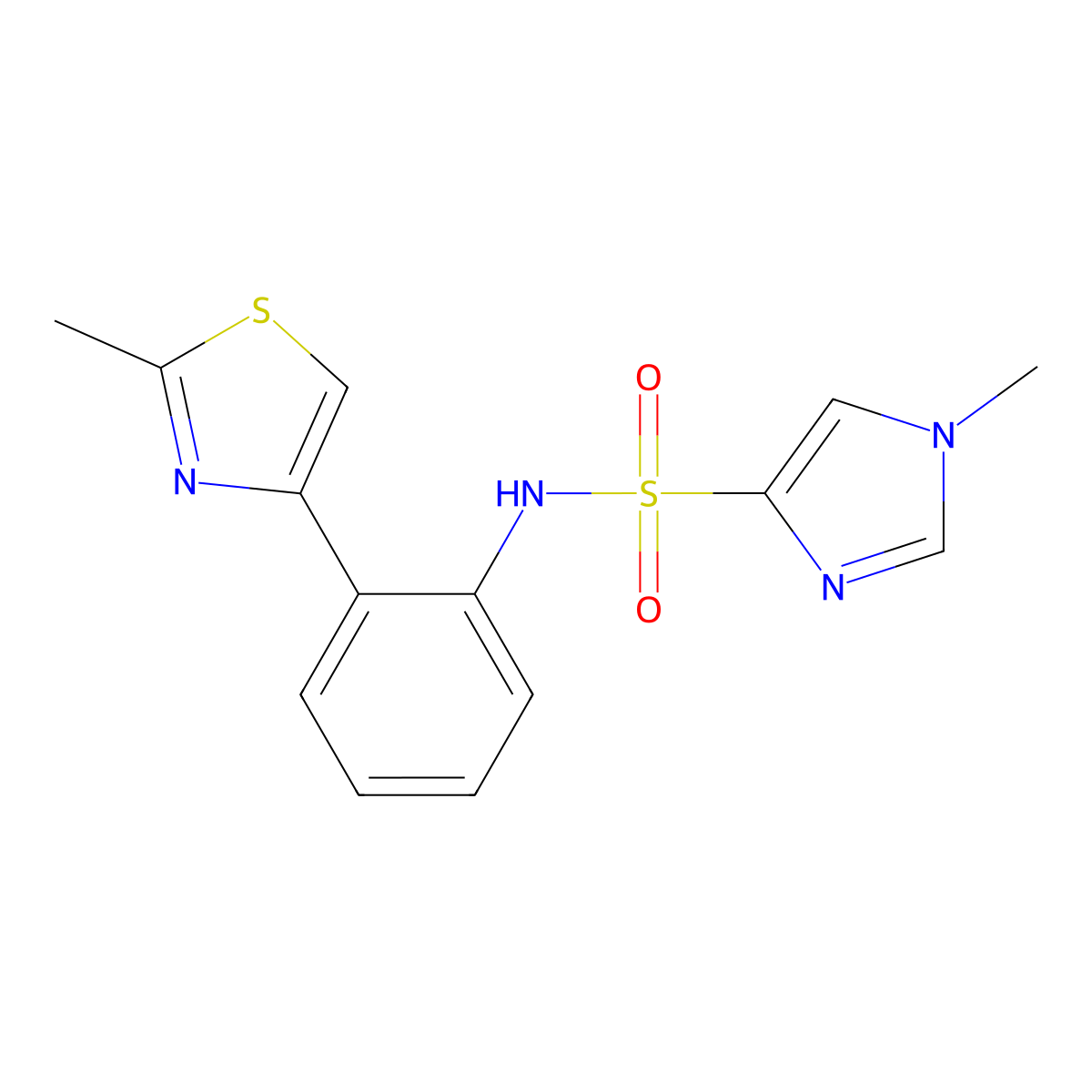 1-methyl-N-(2-(2-methylthiazol-4-yl)phenyl)-1H-imidazole-4-sulfonamide molecular structure, CAS 1798516-80-9