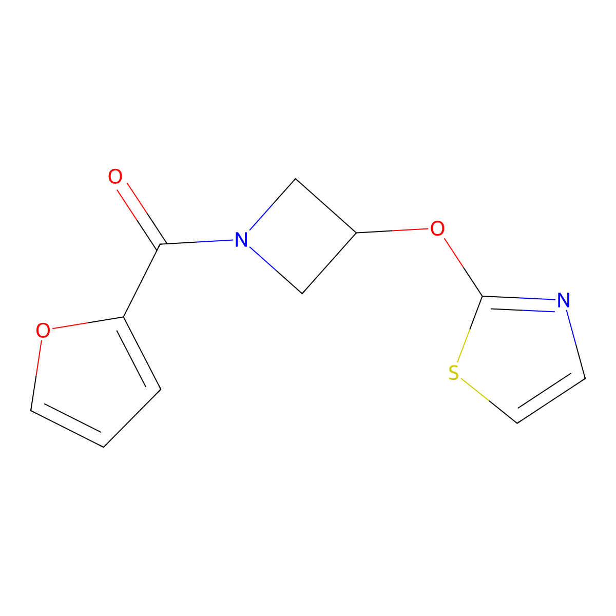 Furan-2-yl(3-(thiazol-2-yloxy)azetidin-1-yl)methanone molecular structure, CAS 1798517-28-8