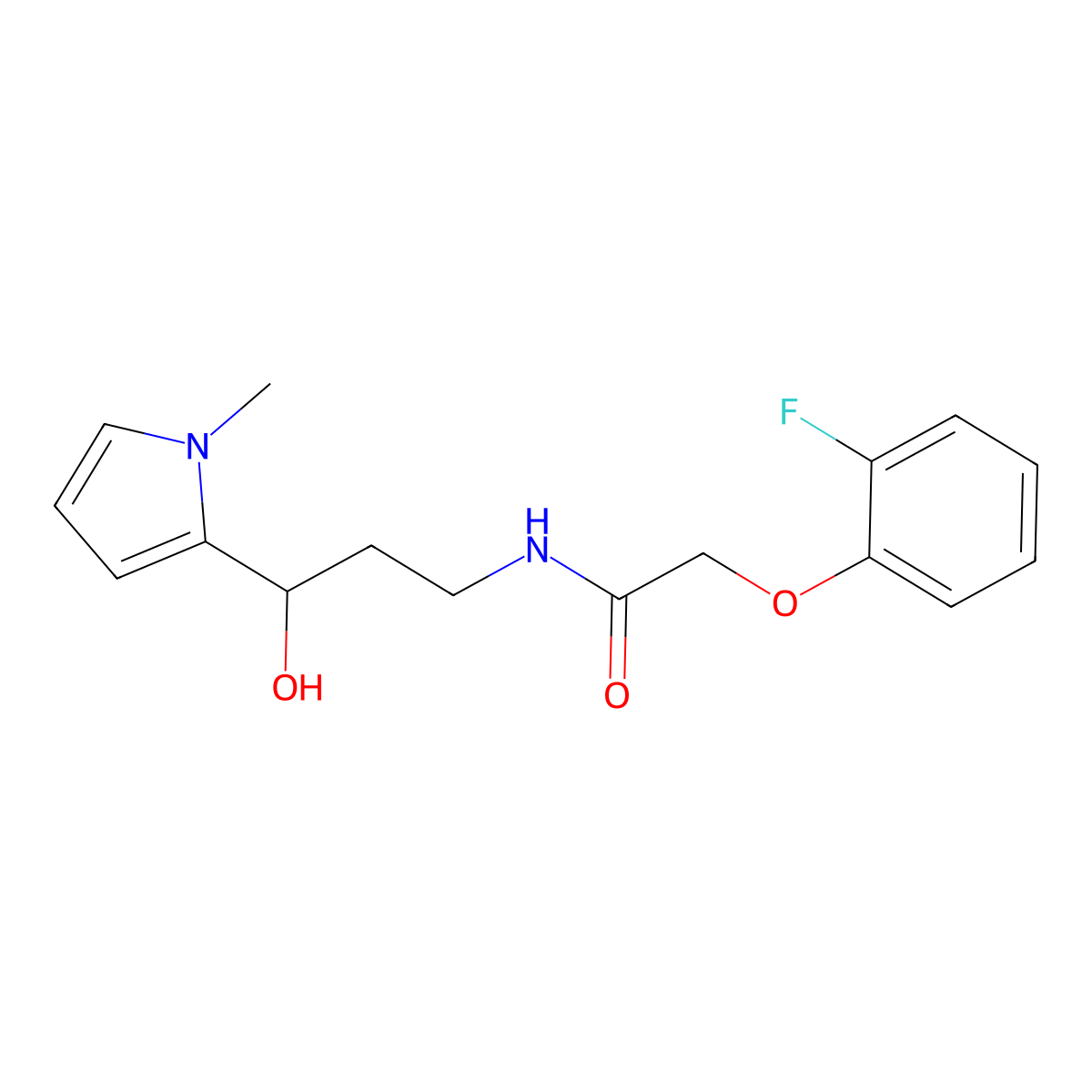 2-(2-fluorophenoxy)-N-[3-hydroxy-3-(1-methyl-1H-pyrrol-2-yl)propyl]acetamide molecular structure, CAS 1798517-35-7