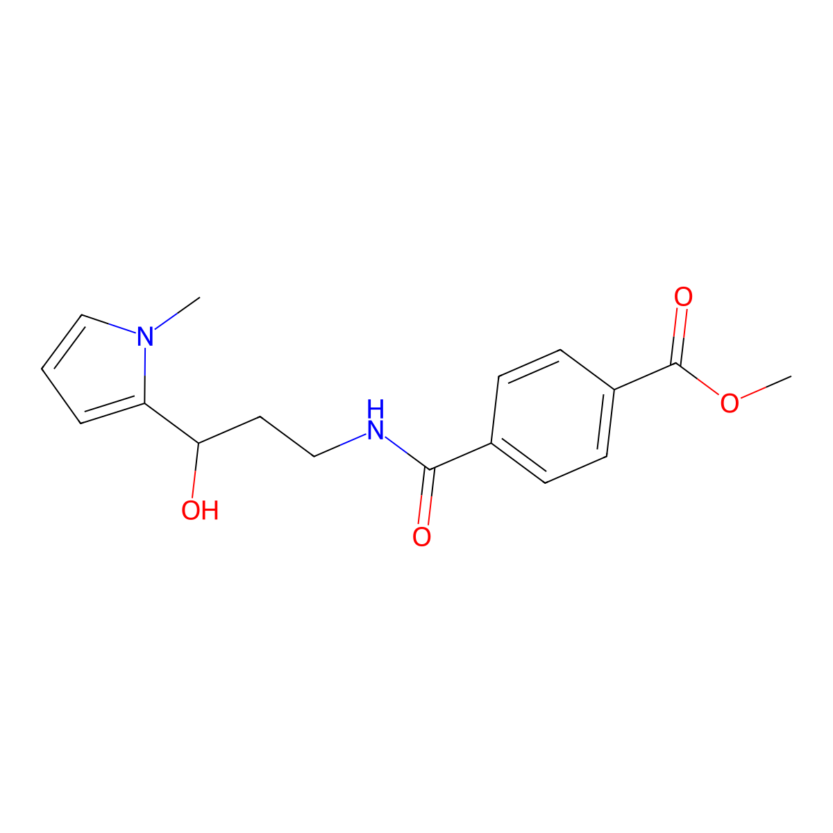 methyl 4-{[3-hydroxy-3-(1-methyl-1H-pyrrol-2-yl)propyl]carbamoyl}benzoate molecular structure, CAS 1798517-43-7